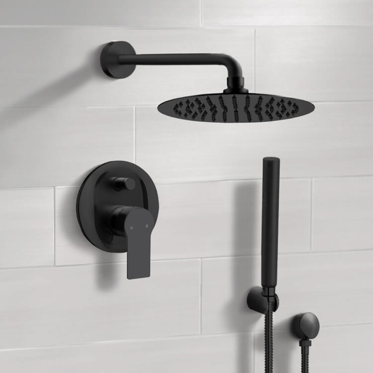 Shower Faucet Matte Black Shower System With Rain Shower Head and Hand Shower Remer SFH73